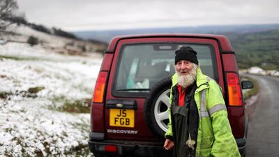 A farmer works after snow fall in The Roaches ridge, Staffordshire. Reuters