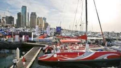 Enthusiasts check out the yachts at the annual Dubai Boat Show.