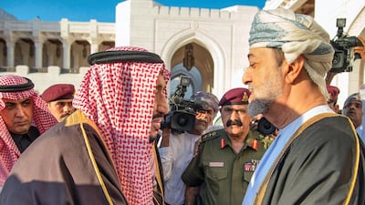 King Salman meets with Sultan Haitham in Muscat. SPA