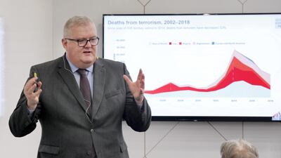 Serge Stroobants, Director for Mena and Europe at the Institute for Economics and Peace, at the regional launch of the Global Terrorism Index in Abu Dhabi. Ravindranath / The National