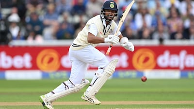 India batsman Cheteshwar Pujara on his way to an unbeaten 50. Getty