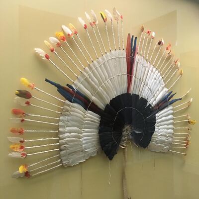 Featherwork that was destroyed in the blaze. AFP