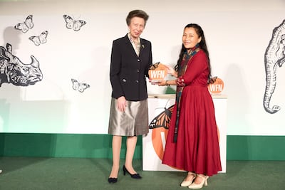 Barkha Subba receiving the 2026 Whitley Award from Princess Anne. Photo: Whitley Award