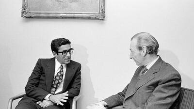 Saif Ghubash with the then United Nations Secretary-General Kurt Waldheim at the UN Headquarters. UN Photo / Saw Lwin