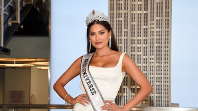 Miss Universe 2020, Andrea Meza of Mexico, at the Empire State Building in New York May 2021. AP