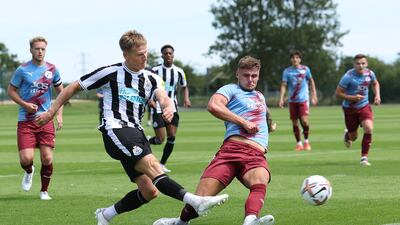 Newcastle winger Matt Ritchie scores the opening goal against Gateshead. Getty