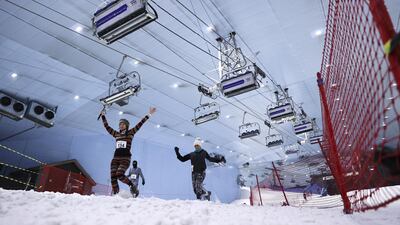 The DXB Snow Run featured participants running a three-kilometre course at Ski Dubai. Getty Images