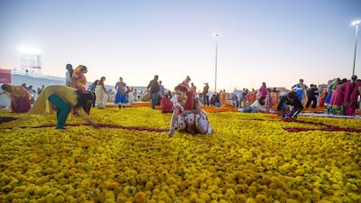 The world's largest fresh flower carpet was achieved in Dubai this year. Leslie Pableo / The National