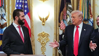 Syria's President Ahmed Al Shara, left, met US President Donald Trump at the White House in Washington in November. AFP