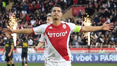 Wissam Ben Yedder celebrates after scoring. AFP