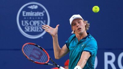 Denis Shapovalov of Canada plays a shot against Nick Kyrgios of Australia during Day 1 of the Toronto Masters at the Aviva Centre on July 25, 2016 in Toronto, Ontario, Canada. Vaughn Ridley / Getty Images / AFP