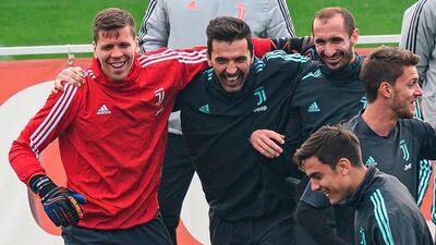 Left to right back row: Wojciech Szczesny, Gianluigi Buffon and Giorgio Chiellini. AFP