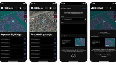 ICEBlock, an app developed by Joshua Aaron, makes it possible to warn others where ICE agents are. Photo: Joshua Aaron