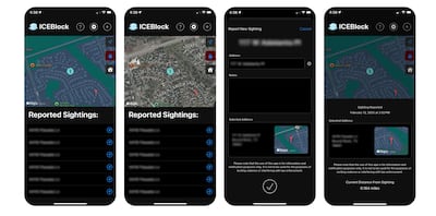 ICEBlock, an app developed by Joshua Aaron, makes it possible to alert others about where ICE agents are appearing in the US. Photo: Joshua Aaron