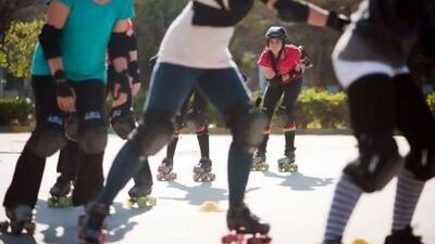 CaiRollers, Egypt's first roller derby team, practise in school parking lots. Photos courtesy Laurence Underhill