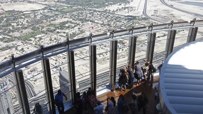 Looking down at the viewing deck at 124th floor in Burj Khalifa. “With the introduction of Sky, we are scaling up the entire journey to Burj Khalifa by offering a truly premium experience that will be a lifetime’s memory for every visitor, said Ahmad Al Falasi.