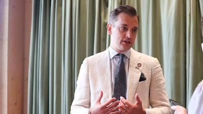 Per Olsson Fridh, Sweden's Minister of International Development Co-operation and Humanitarian Affairs, at the Sweden Pavilion at Expo 2020 Dubai. Khushnum Bhandari / The National