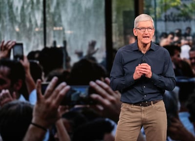 Tim Cook, chief executive officer of Apple, speaks during an event at the Steve Jobs Theater at Apple Park on September 12, 2018 in Cupertino, California. AFP