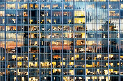Lights on in Britannia Tower, City of London. Demand for prime office space is expected to rise in 2024, says BNP Paribas. Getty Images