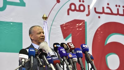 The leader of Algeria's Al Bina political movement, Abdelkader Bengrina, addresses supporters during a rally, in the capital Algiers, ahead of the June 12 general elections. AFP