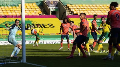 Norwich goalkeeper Tim Krul watches Michael Keane's winner fly into the net. EPA