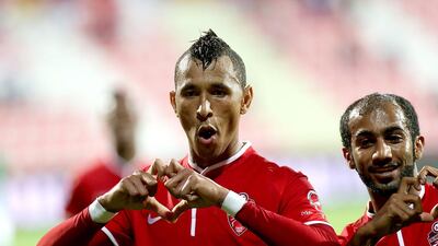 Al Ahli's Ciel celebrates after scoring in an Arabian Gulf League match in March 2014. Satish Kumar / The National