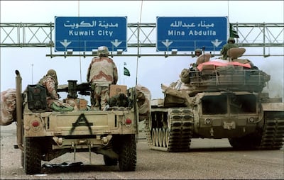 A US Jeep and a Saudi Arabian tank take part in Operation Desert Storm in Iraq in 1991. AFP