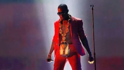 Kanye West in performance. The rapper is said to be considering the UAE for a short film project.