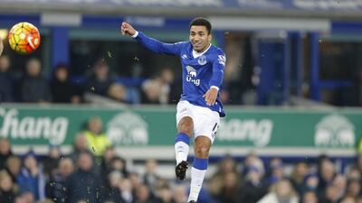 Former Tottenham Hotspur player Aaron Lennon scores the first goal for Everton. Carl Recine / Reuters
