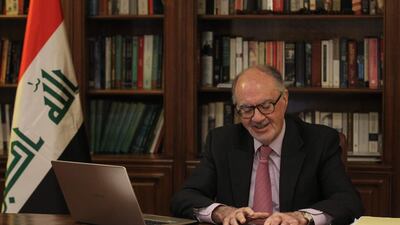 Iraq's Minister of Finance Ali Allawi speaks during an interview at his residence in the capital Baghdad. AFP