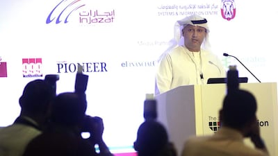 Dr Ahmed Al Hashimi, project manager for Abu Dhabi Systems and Information Centre, tells of the centre’s plans to expand its operations at the first day of the fifth Emiratisation Forum yesterday. Sammy Dallal / The National