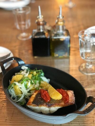 Sea bass with orange and fennel salad.