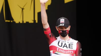 UAE Team Emirates rider Tadej Pogacar during the team presentation for the Tour de France. Reuters