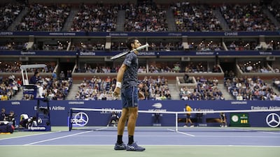 Novak Djokovic of Serbia reacts as he plays Juan Martin del Potro of Argentina. EPA