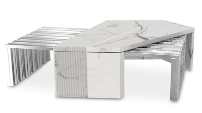 Stainless steel, for coffee tables and decor elements. Photo: Luxxu