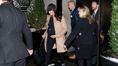 Meghan, Duchess of Sussex, exits The Mark Hotel following her baby shower in on February 20, 2019. Reuters