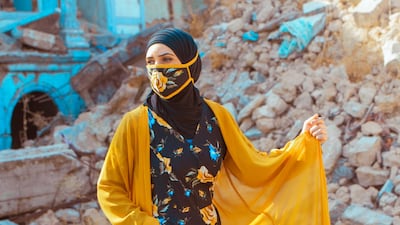 The 37-year-old designer has chosen to display her collection against a backdrop of some of the heritage sites that were either reduced to rubble or badly damaged by ISIS militants. Courtesy Hussein Ismail