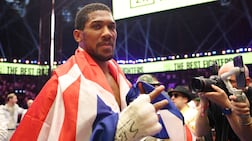 JEDDAH, SAUDI ARABIA - JULY 25: Anthony Joshua posed for photo following TKO victory over Kristian Prenga after the Heavyweight contest fight between Anthony Joshua and Kristian Prenga in the Anthony Joshua v Kristian Prenga: The Comeback fight night at Jeddah Superdome on July 25, 2026 in Jeddah, Saudi Arabia. (Photo by Richard Pelham / Getty Images)