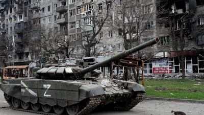 A Russian tank in the besieged Ukrainian city of Mariupol. Moscow’s tactics have changed, observers in the West have said. Reuters