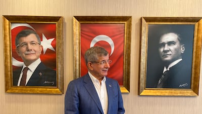 Ahmet Davutoglu, former prime minister and foreign minister of Turkey, at the Future Party offices in Istanbul. Lizzie Porter / The National