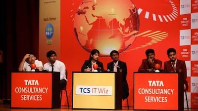 Teams of Sharjah Indian School, Dubai Modern School and Millennium School taking part in the quiz.