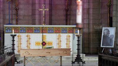 Tutu's coffin. AP