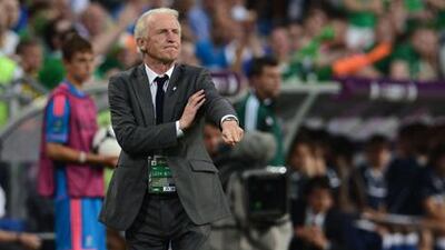 Giovanni Trapattoni shouts at his players during Euro 2012.