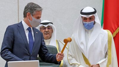 Antony Blinken with Kuwait Parliament Speaker Marzouq Al Ghanim.