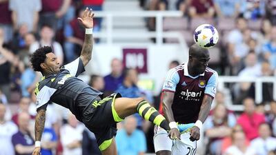Jermaine Pennant, left, shown here playing for Stoke City in 2013, is poised to sign for Singaporean side Tampines Rovers. AFP PHOTO/GLYN KIRK