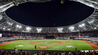 London, ENG; General view of the field during the seventh inning of the game between the Boston Red Sox and the New York Yankees at London Stadium. The New York Yankees won 17-13. Mandatory Credit: Steve Flynn-USA TODAY Sports