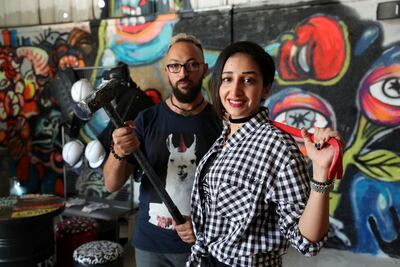 Hiba Balfaqih with her The Smash Room co-owner Ibriham Abudyak in Al Quoz, Dubai. Chris Whiteoak / The National