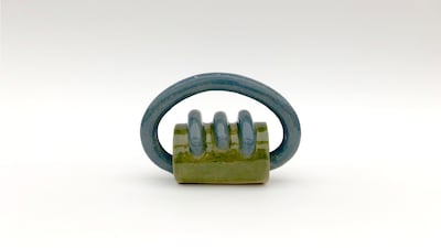 Rand Abdul Jabber's stoneware sculptures were inspired by Mesopotamian artefacts. Shown here is 'EWCB 976', 2019. Courtesy Rand Abdul Jabber