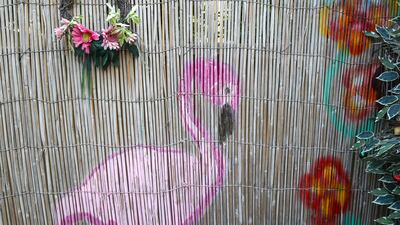 Garden art in Ms El Zairy's home in Layan