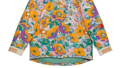 A technical jacket, with a retro floral pattern.